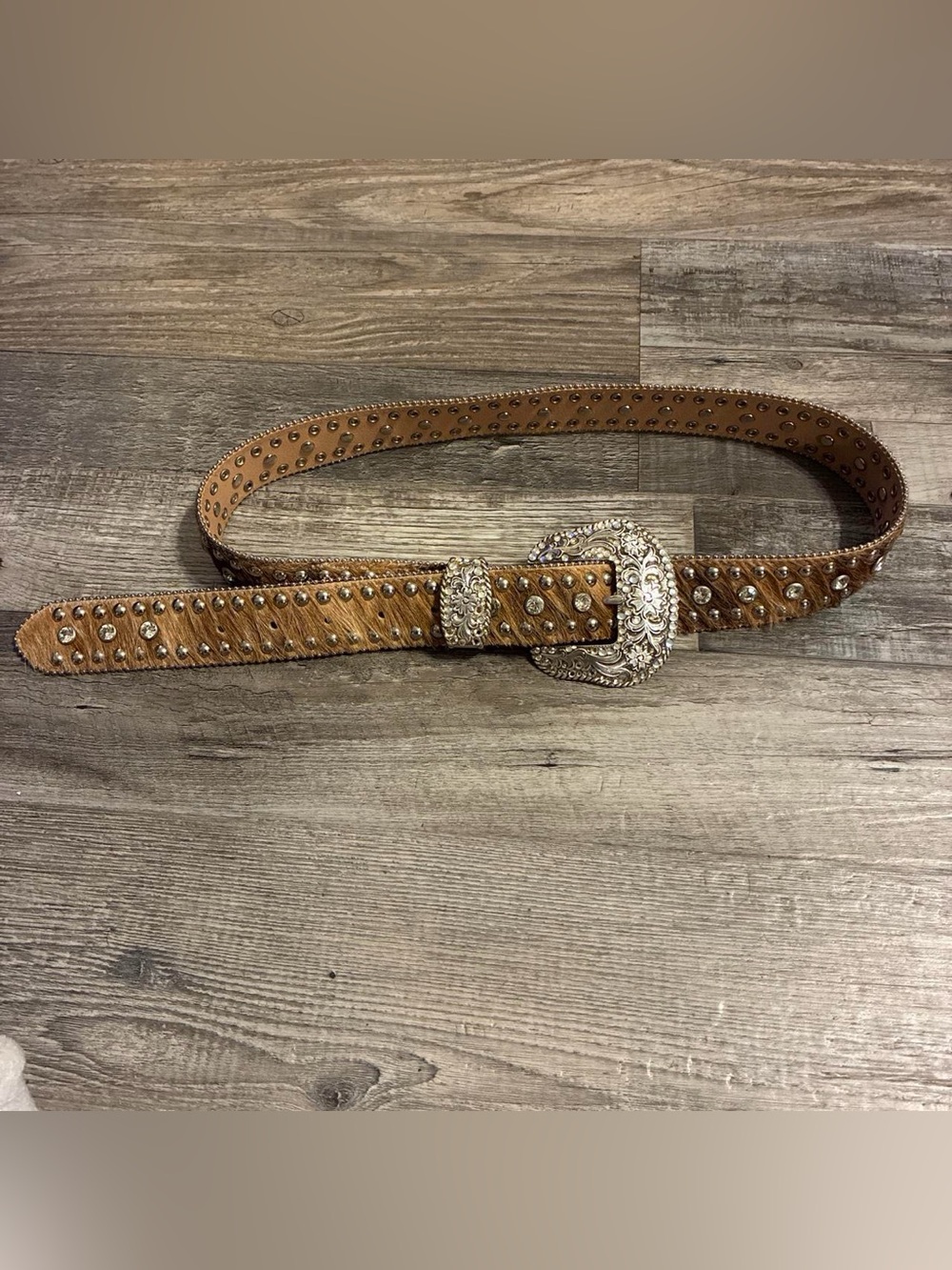 Nocona cowhide rhinestone leather belt